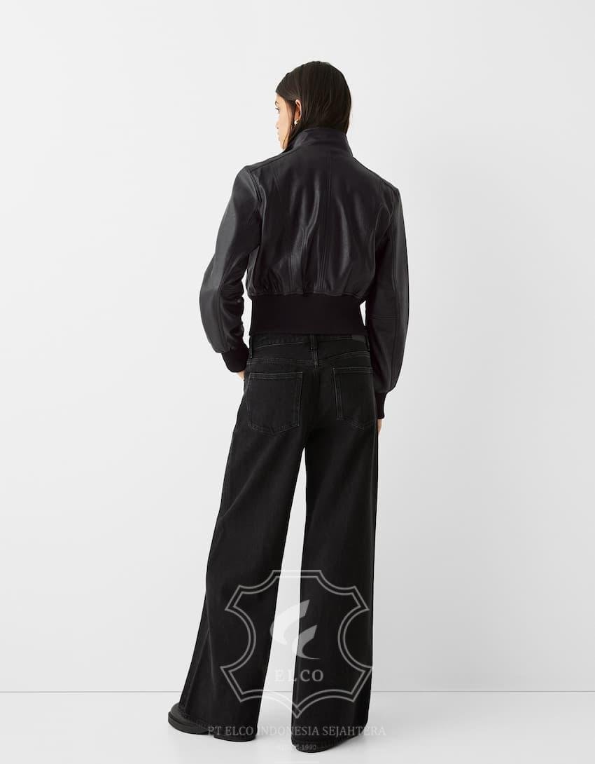 Jaket Kulit Wanita Desain Bomber - WCB 446 - Gambar 5