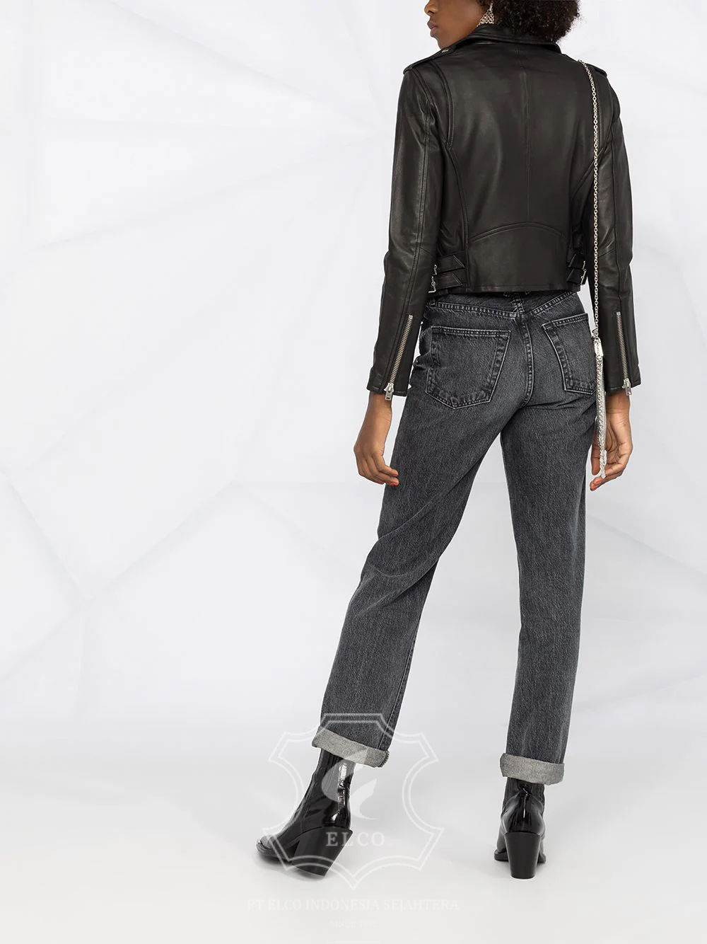 Jaket Kulit Wanita Desain Serong - WS 422 - Gambar 4