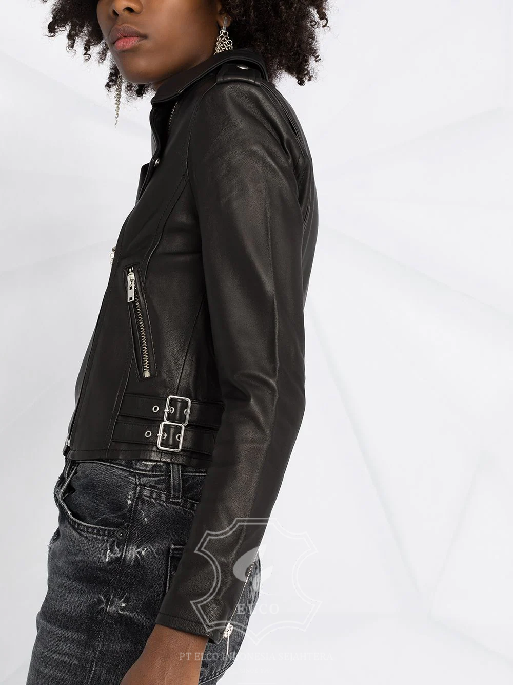 Jaket Kulit Wanita Desain Serong - WS 422 - Gambar 5