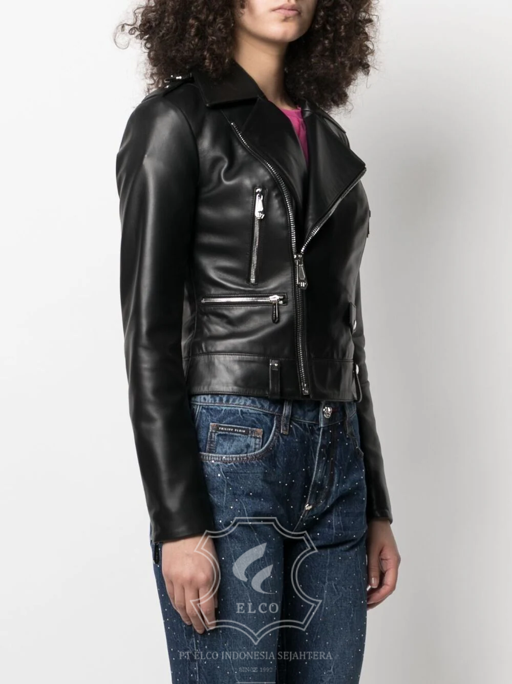 Jaket Kulit Wanita Desain Serong - WS 423 - Gambar 3