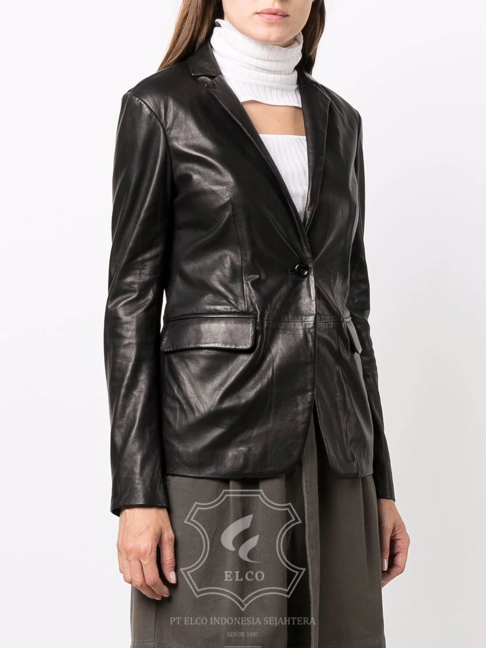 Jaket Kulit Wanita Desain Jas - WJ 428 - Gambar 3