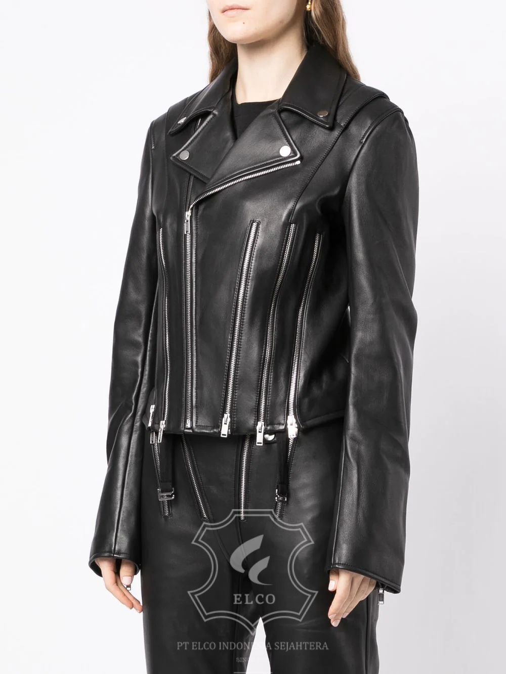 Jaket Kulit Wanita Desain Serong - WS 414 - Gambar 3