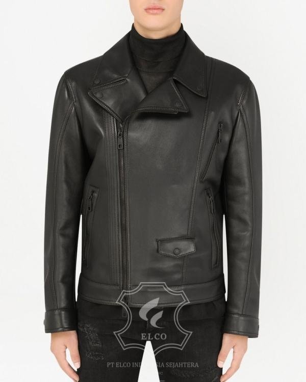 Jaket Kulit Pria Desain Serong - PS 412