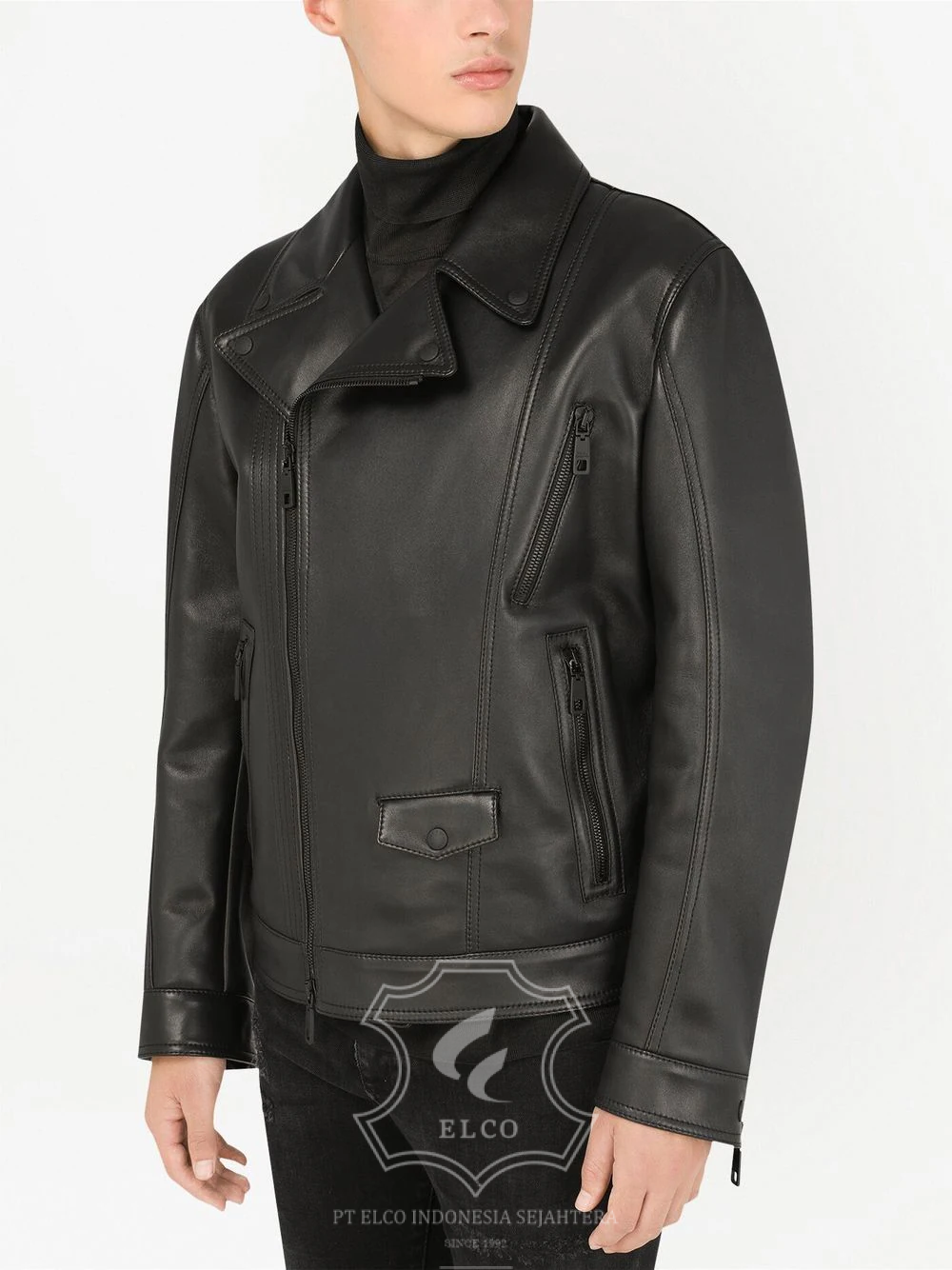Jaket Kulit Pria Desain Serong - PS 412 - Gambar 3