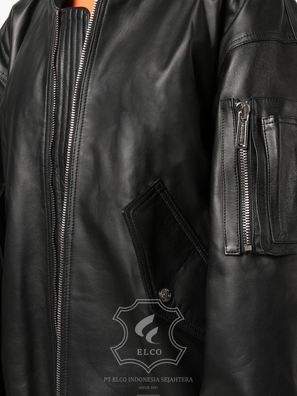 Jaket Kulit Wanita Desain Bomber - WCB 424 - Gambar 5