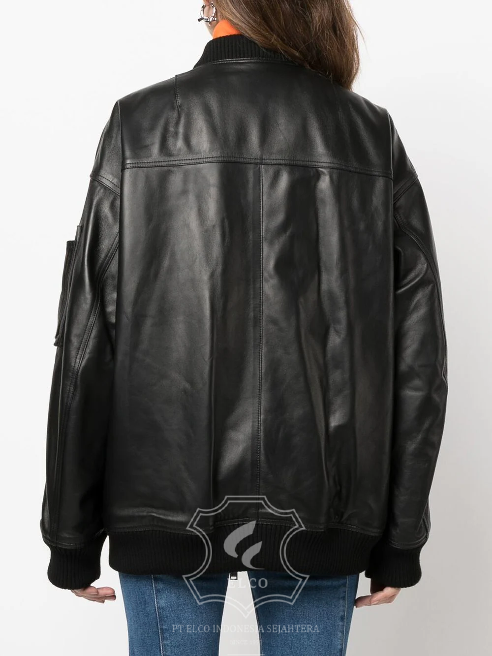 Jaket Kulit Wanita Desain Bomber - WCB 424 - Gambar 4