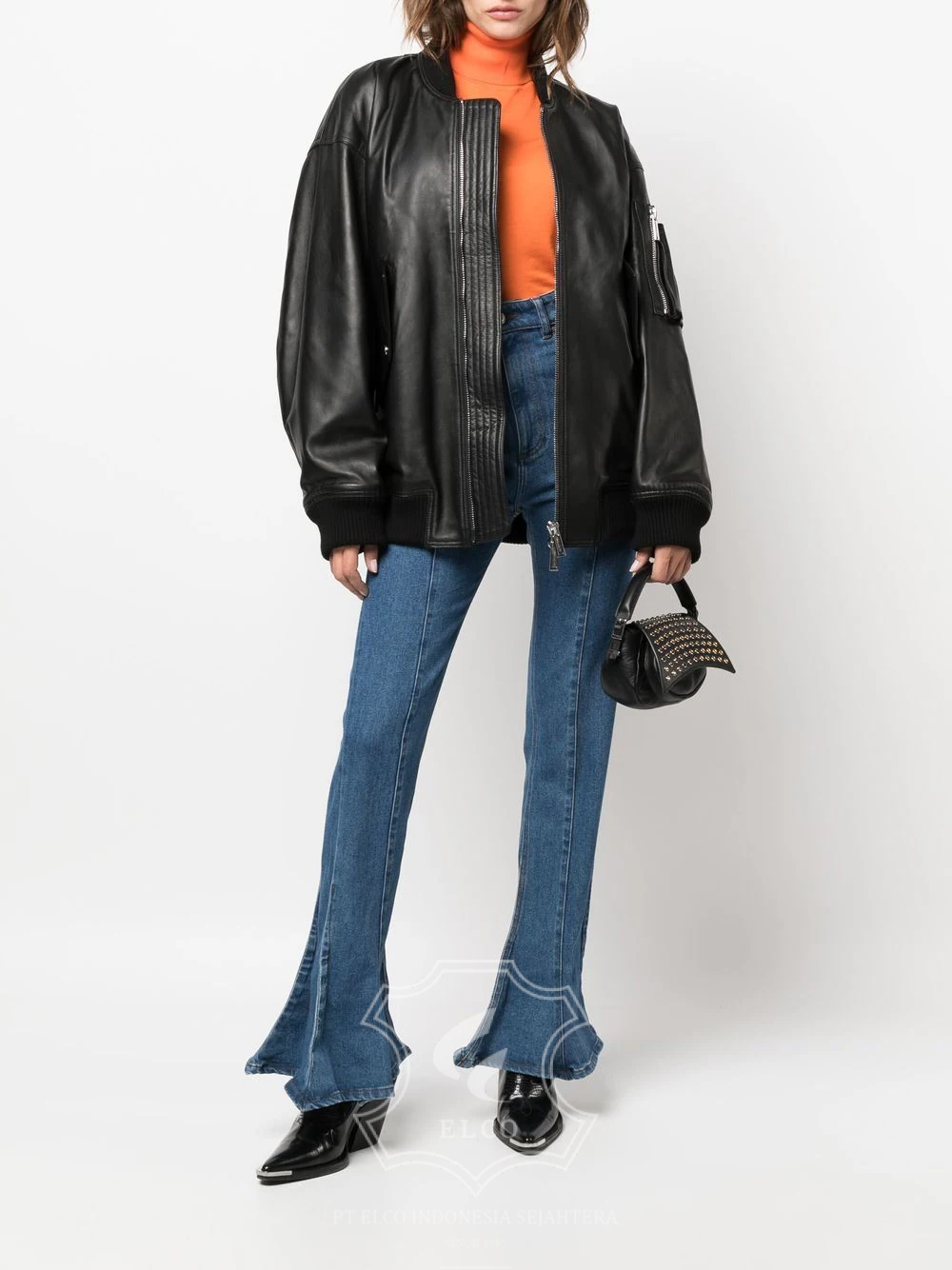 Jaket Kulit Wanita Desain Bomber - WCB 424 - Gambar 2