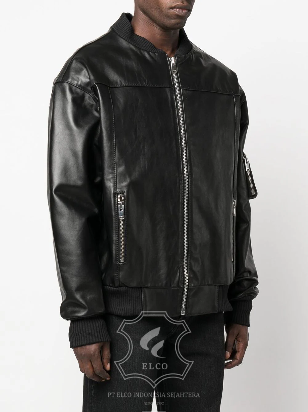 Jaket Kulit Pria Desain Bomber - PCB 447 - Gambar 3