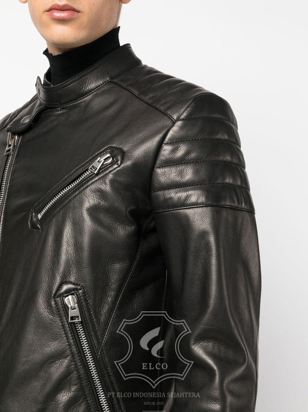 Jaket Kulit Pria Desain Biker - PB 421 - Gambar 4