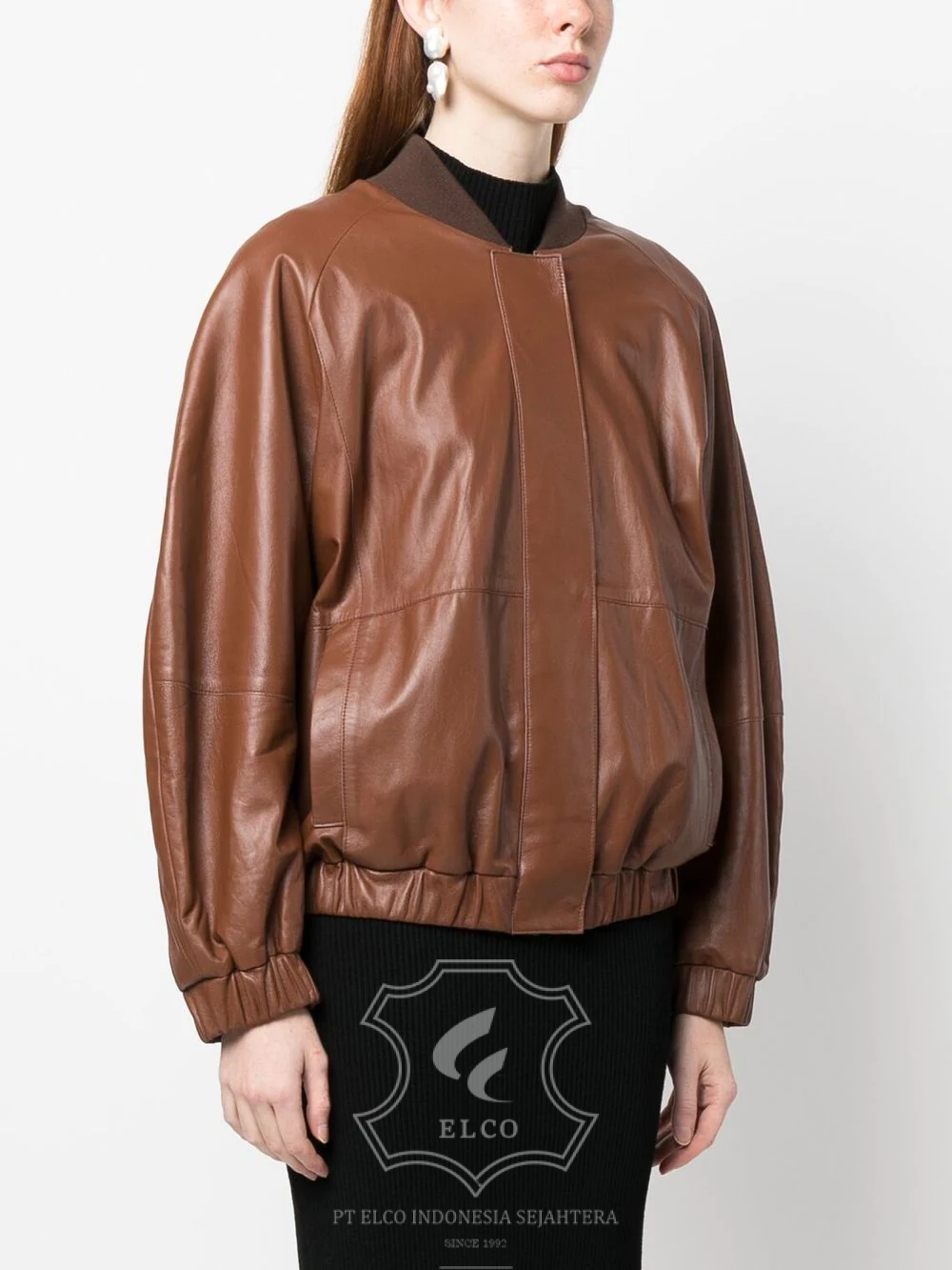 Jaket Kulit Wanita Desain Bomber - WCB 437 - Gambar 3