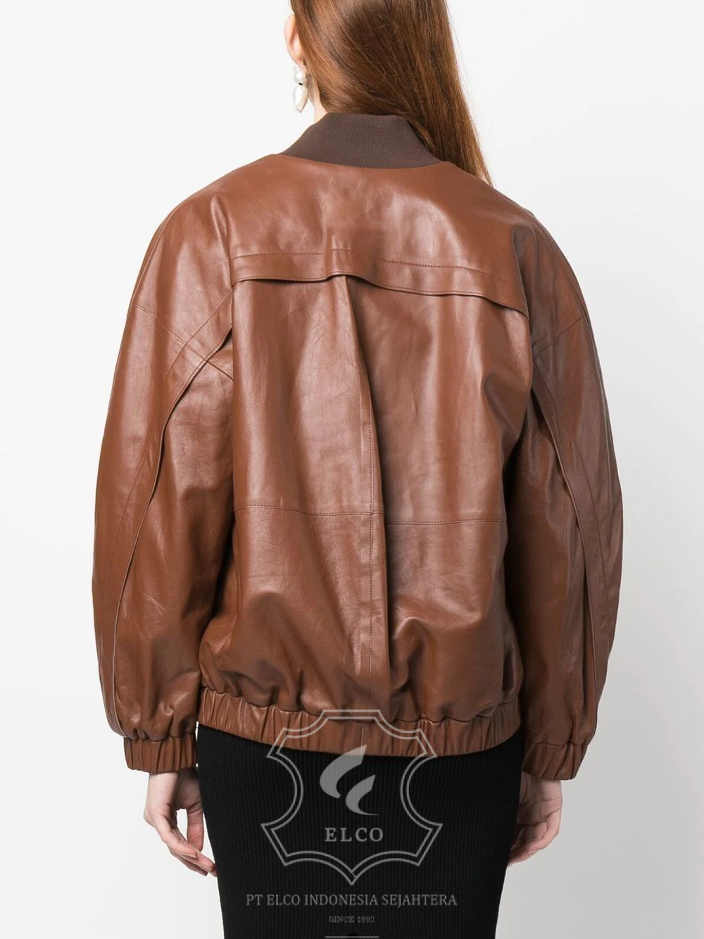 Jaket Kulit Wanita Desain Bomber - WCB 437 - Gambar 4