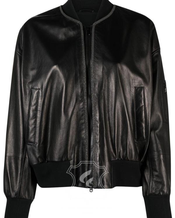 Jaket Kulit Wanita Desain Bomber - WCB 423