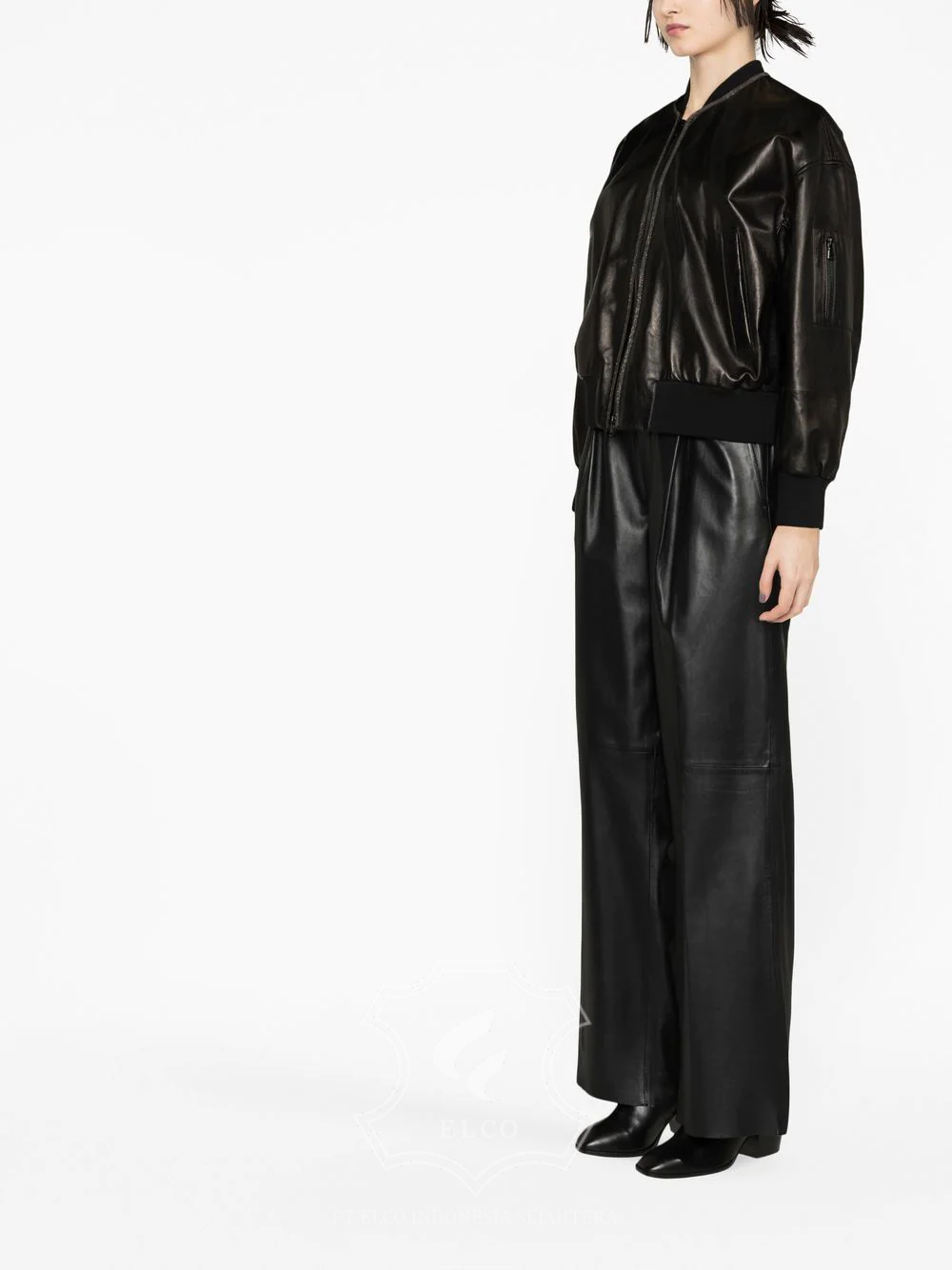 Jaket Kulit Wanita Desain Bomber - WCB 423 - Gambar 3