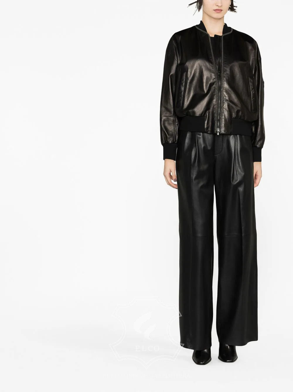 Jaket Kulit Wanita Desain Bomber - WCB 423 - Gambar 2