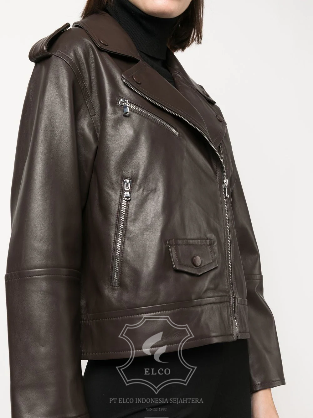 Jaket Kulit Wanita Desain Serong - WS 415 - Gambar 5