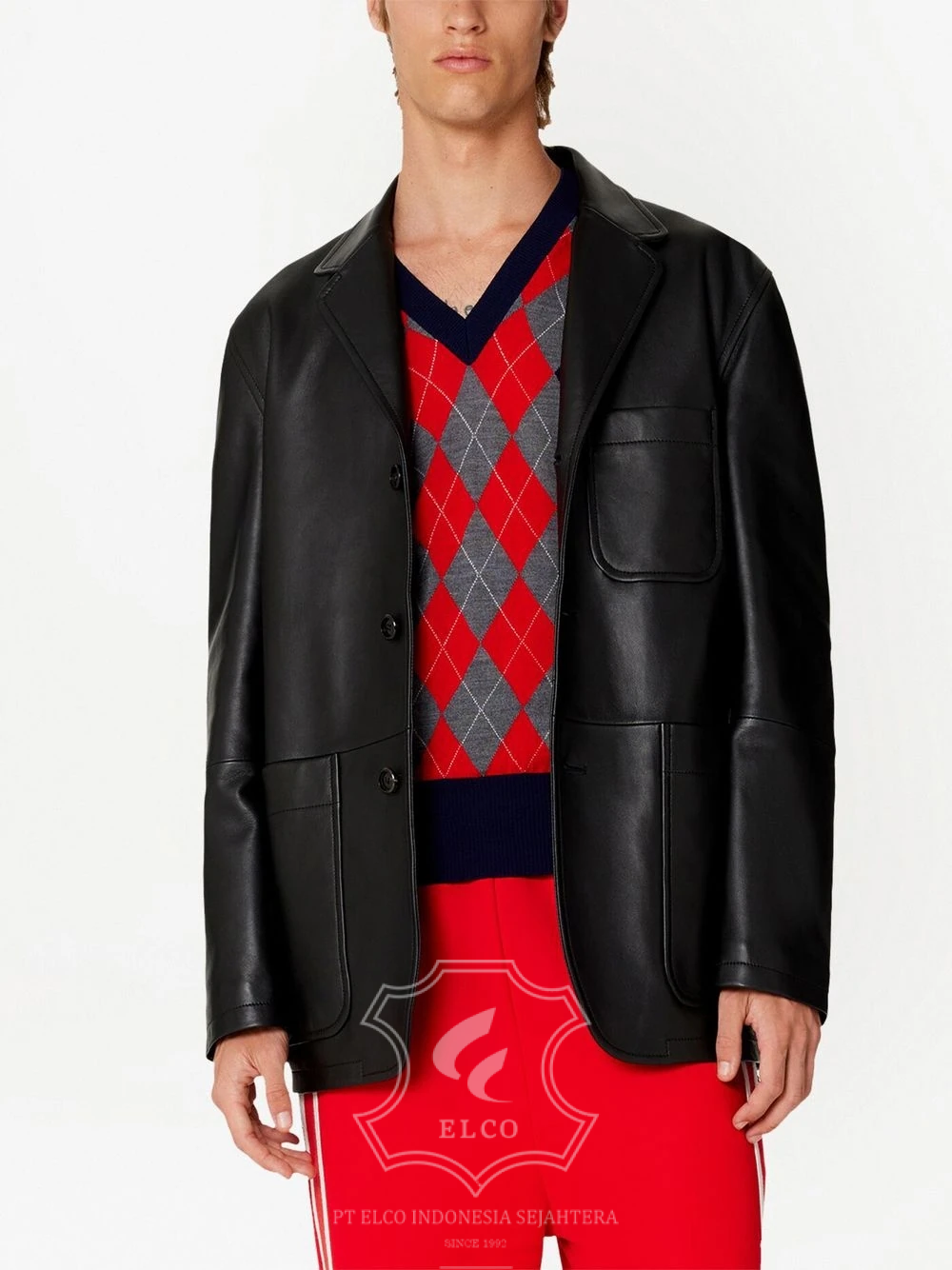 Jaket Kulit Pria Desain Jas - PJ 418 - Gambar 3