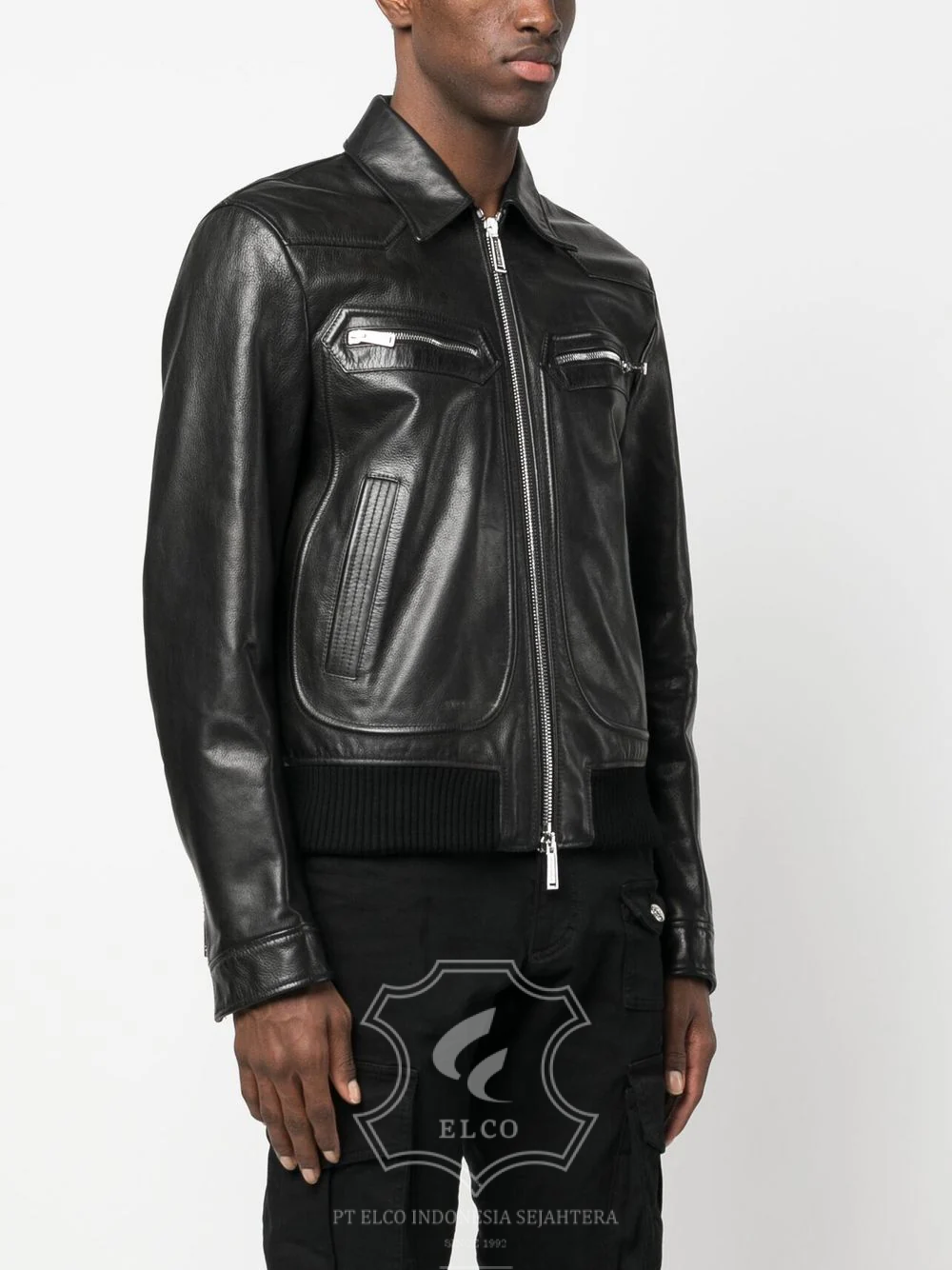 Jaket Kulit Pria Desain Bomber - PCB 419 - Gambar 3