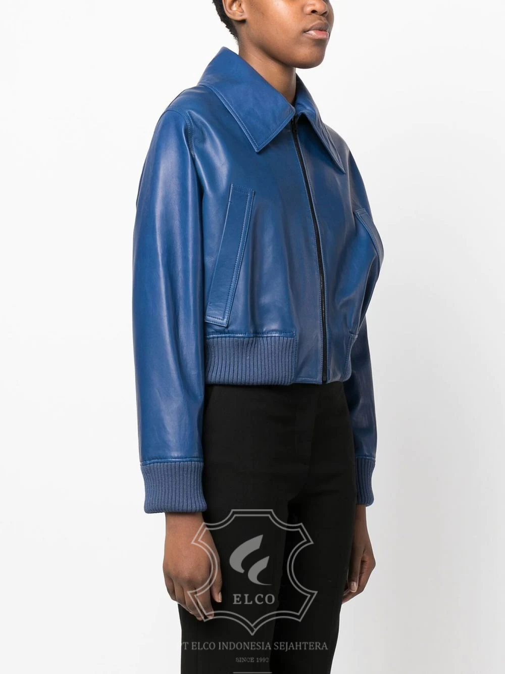 Jaket Kulit Wanita Desain Bomber - WCB 429 - Gambar 3