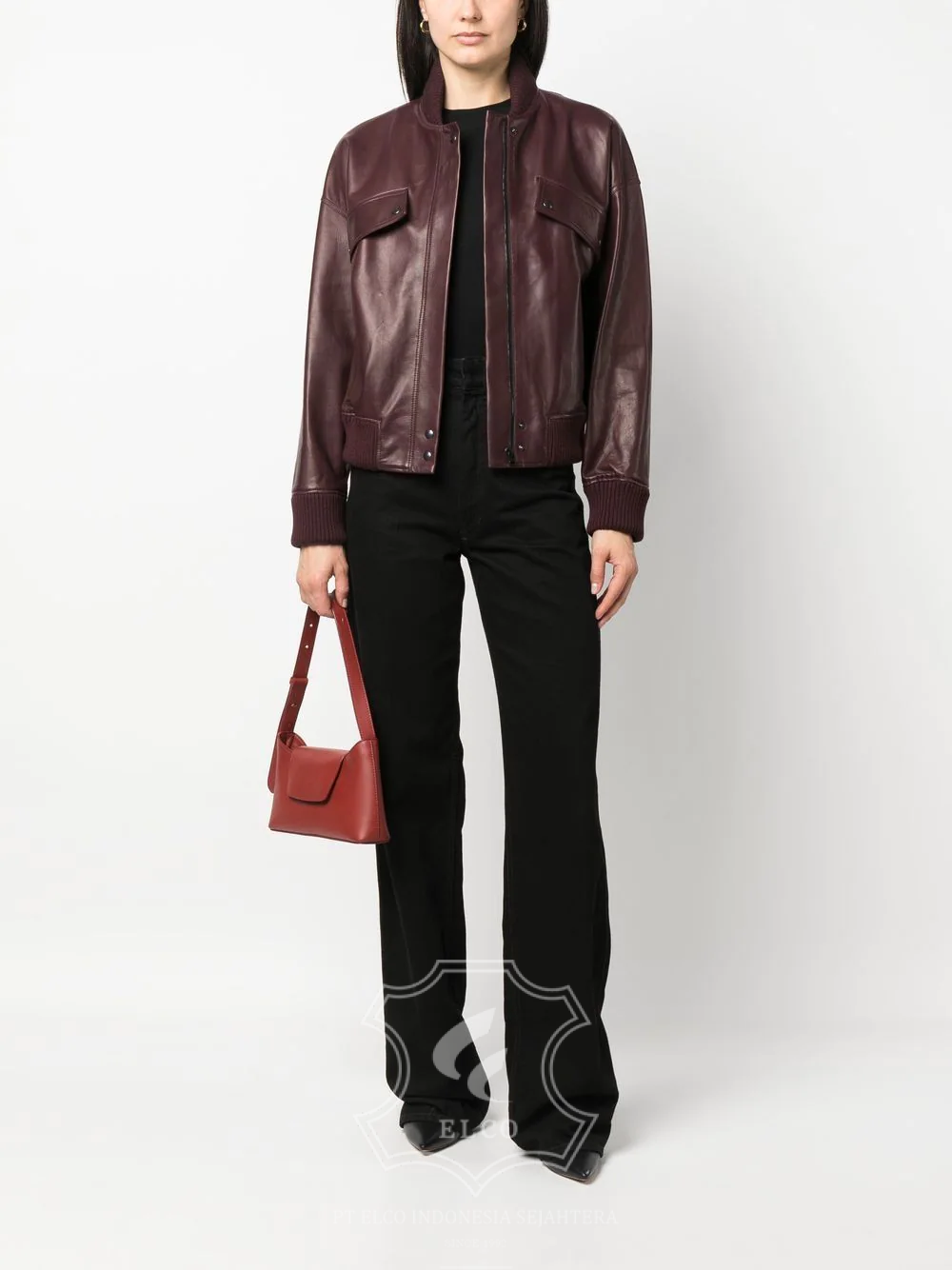 Jaket Kulit Wanita Desain Bomber - WCB 428 - Gambar 2