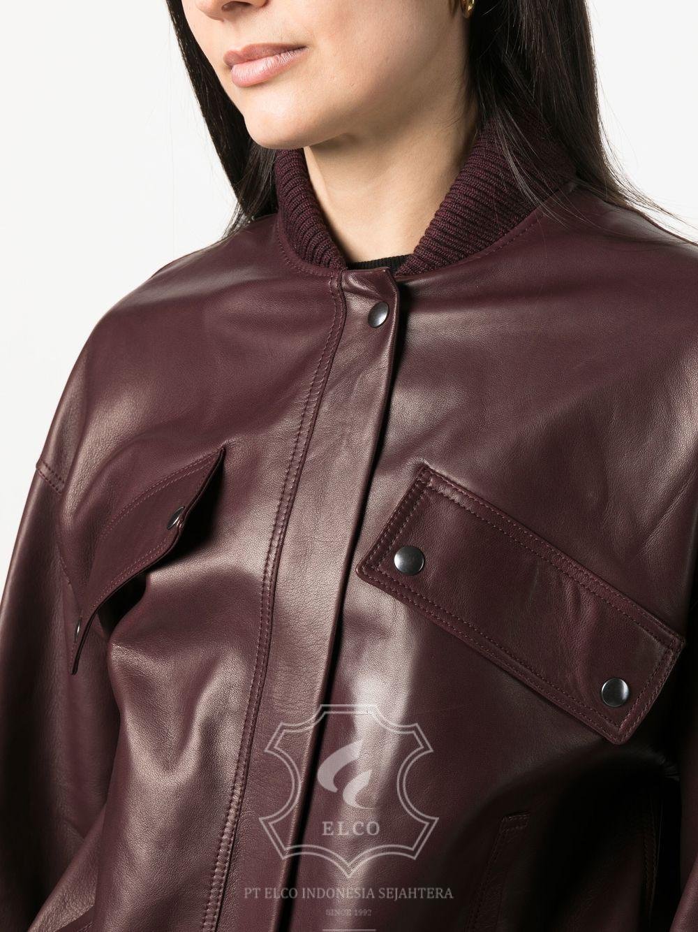 Jaket Kulit Wanita Desain Bomber - WCB 428 - Gambar 5