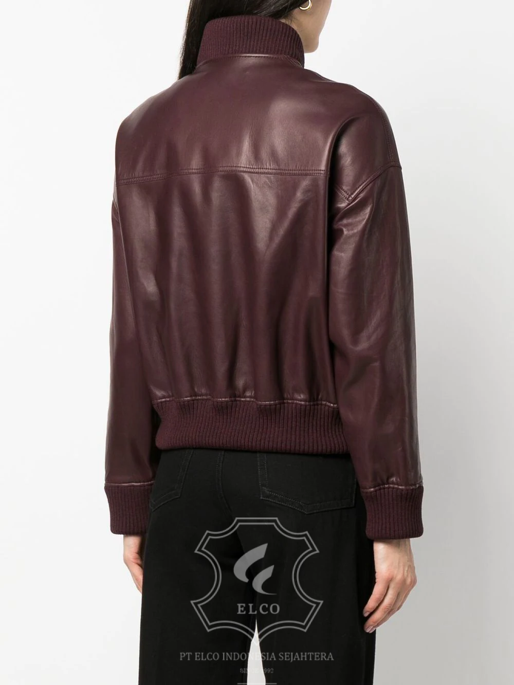 Jaket Kulit Wanita Desain Bomber - WCB 428 - Gambar 4