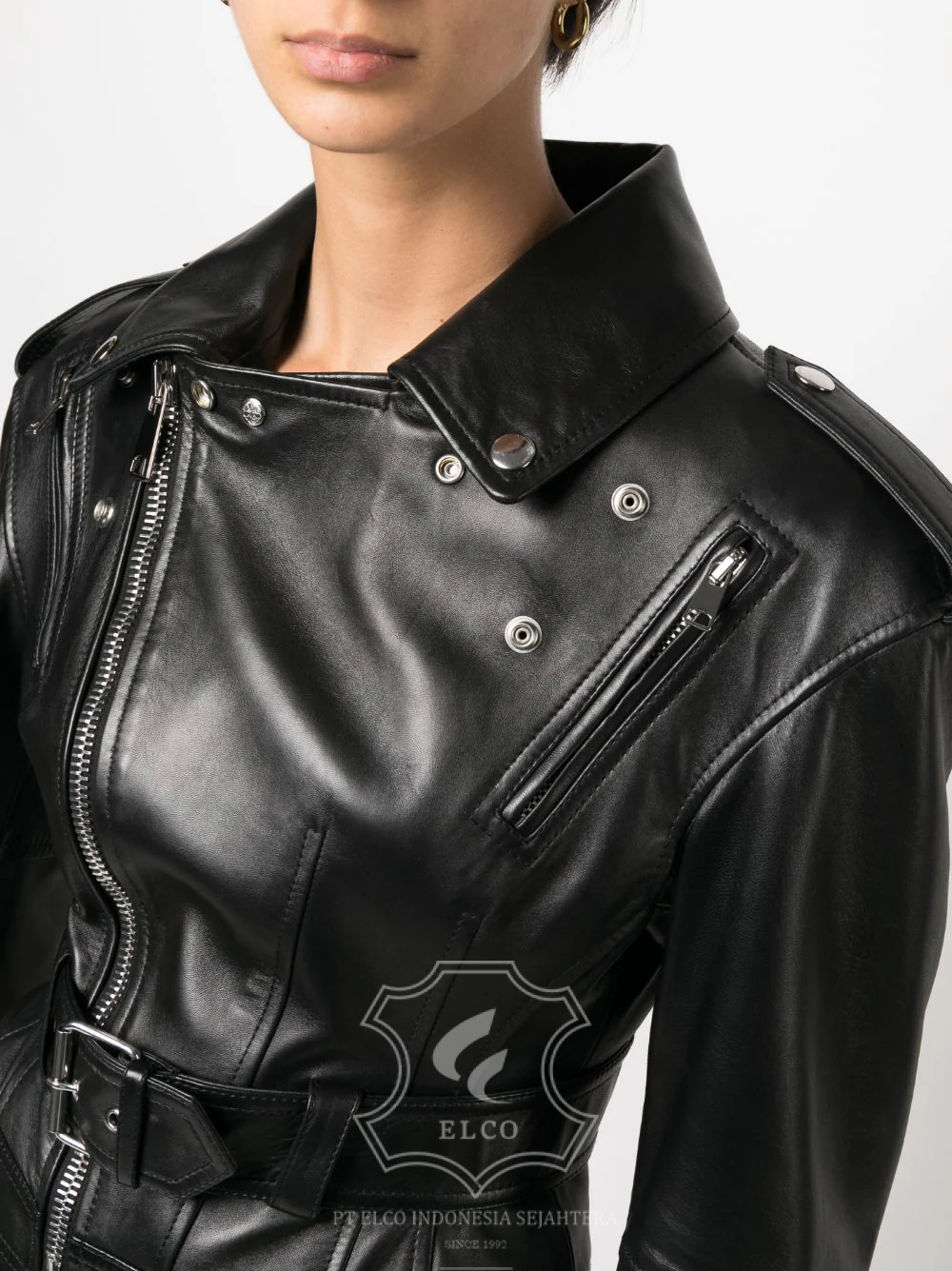 Jaket Kulit Wanita Desain Serong - WS 424 - Gambar 5