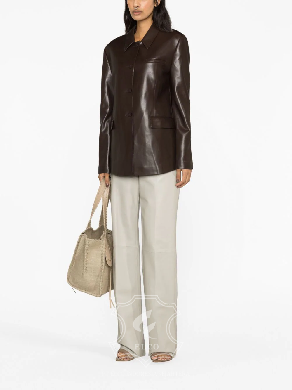 Jaket Kulit Wanita Desain Jas - WJ 418 - Gambar 4