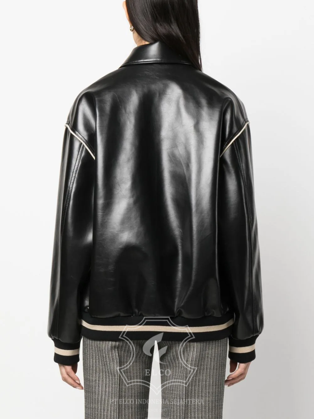 Jaket Kulit Wanita Desain Bomber - WCB 433 - Gambar 4