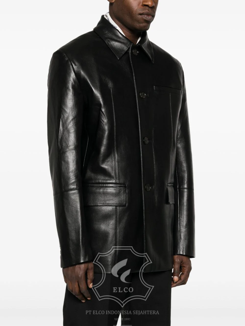 Jaket Kulit Pria Desain Jas - PJ 417 - Gambar 3