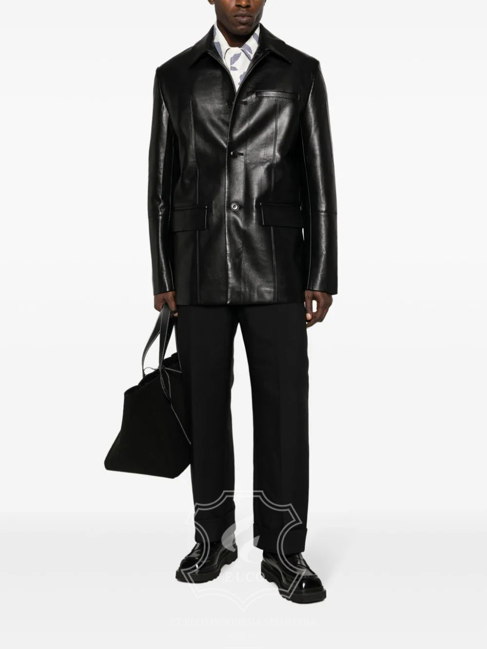 Jaket Kulit Pria Desain Jas - PJ 417 - Gambar 2