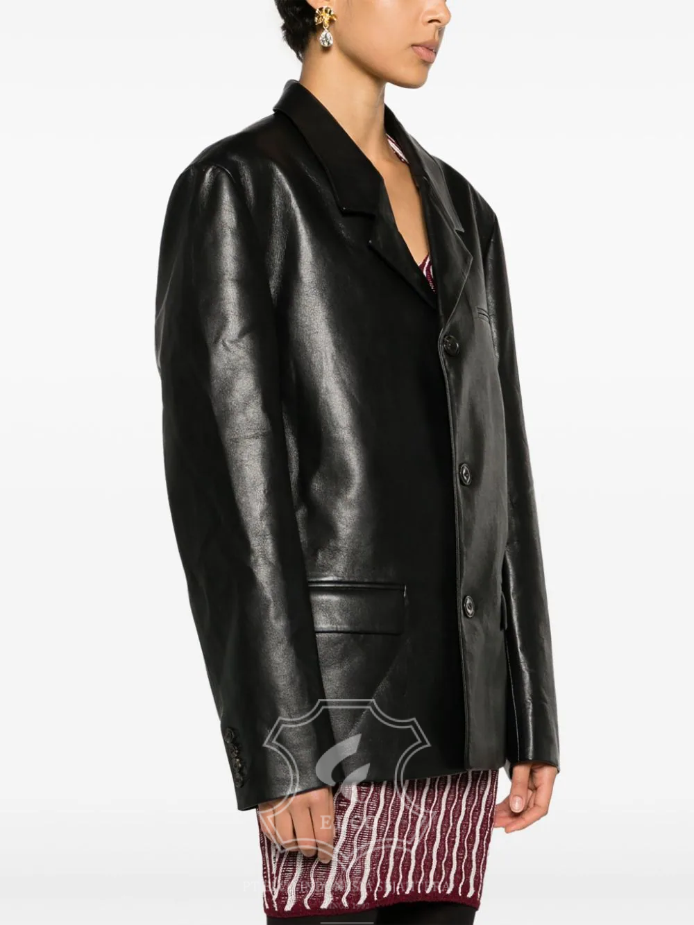 Jaket Kulit Wanita Desain Jas - WJ 437 - Gambar 3