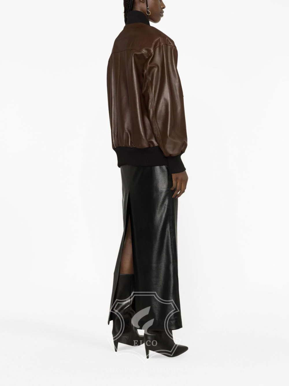 Jaket Kulit Wanita Desain Bomber - WCB 418 - Gambar 3