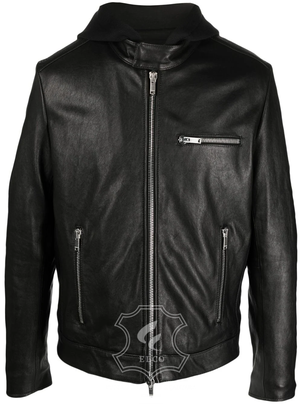 Jaket Kulit Pria Desain Hoodie Kupluk - PCH 409