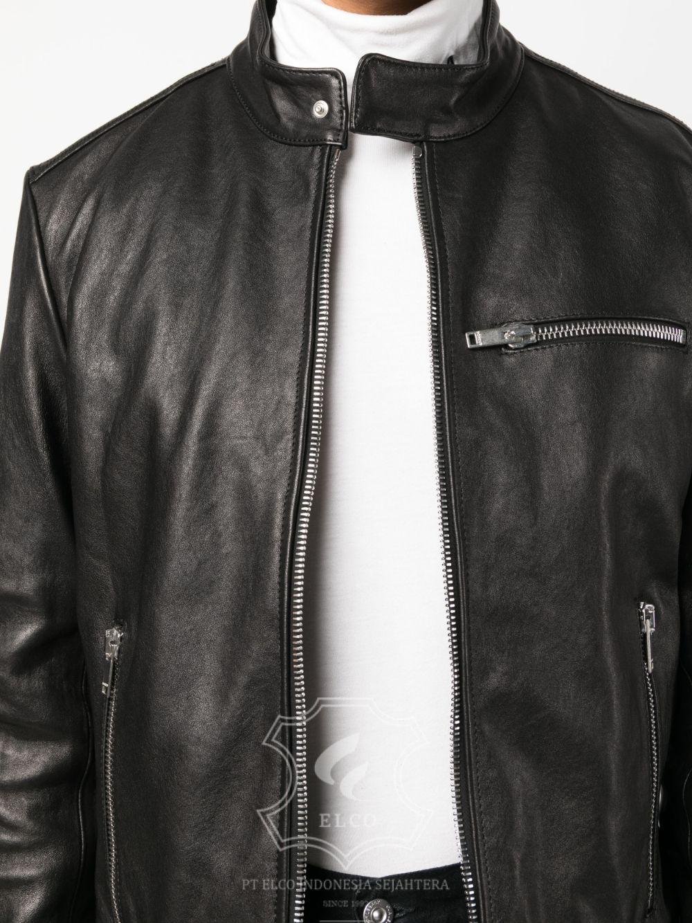Jaket Kulit Pria Desain Hoodie Kupluk - PCH 409 - Gambar 5