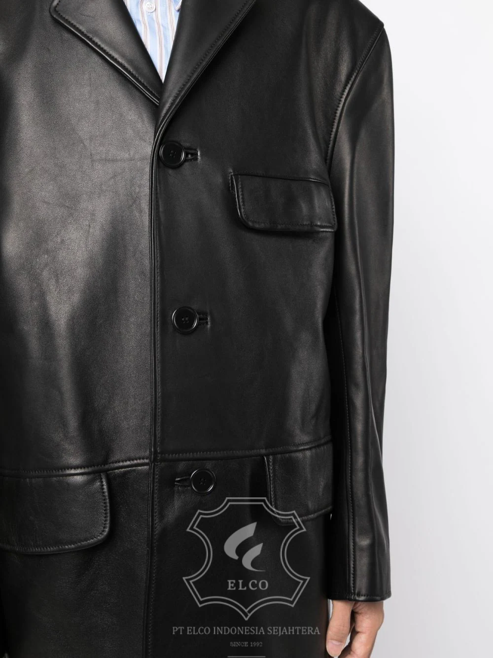 Jaket Kulit Pria Desain Jas - PJ 429 - Gambar 5