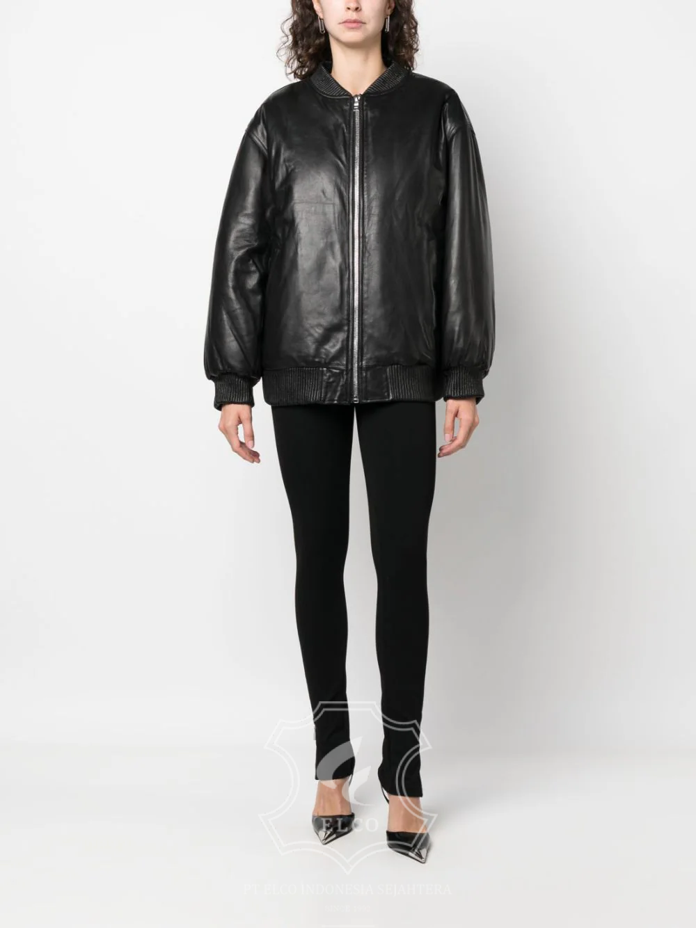 Jaket Kulit Wanita Desain Bomber - WCB 430 - Gambar 2