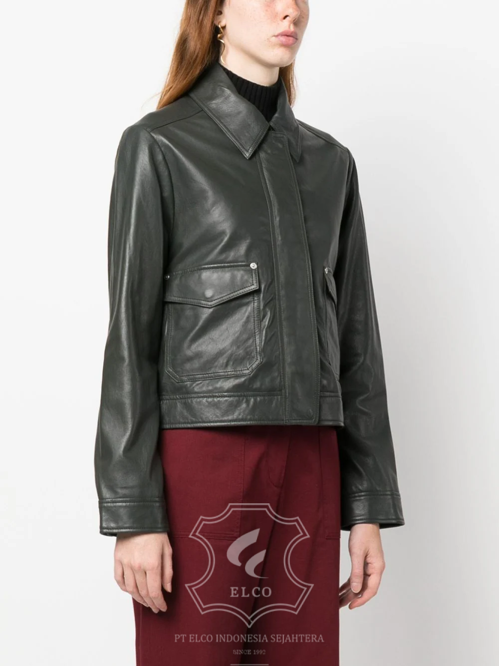 Jaket Kulit Wanita Desain Pilot - WP 407 - Gambar 3