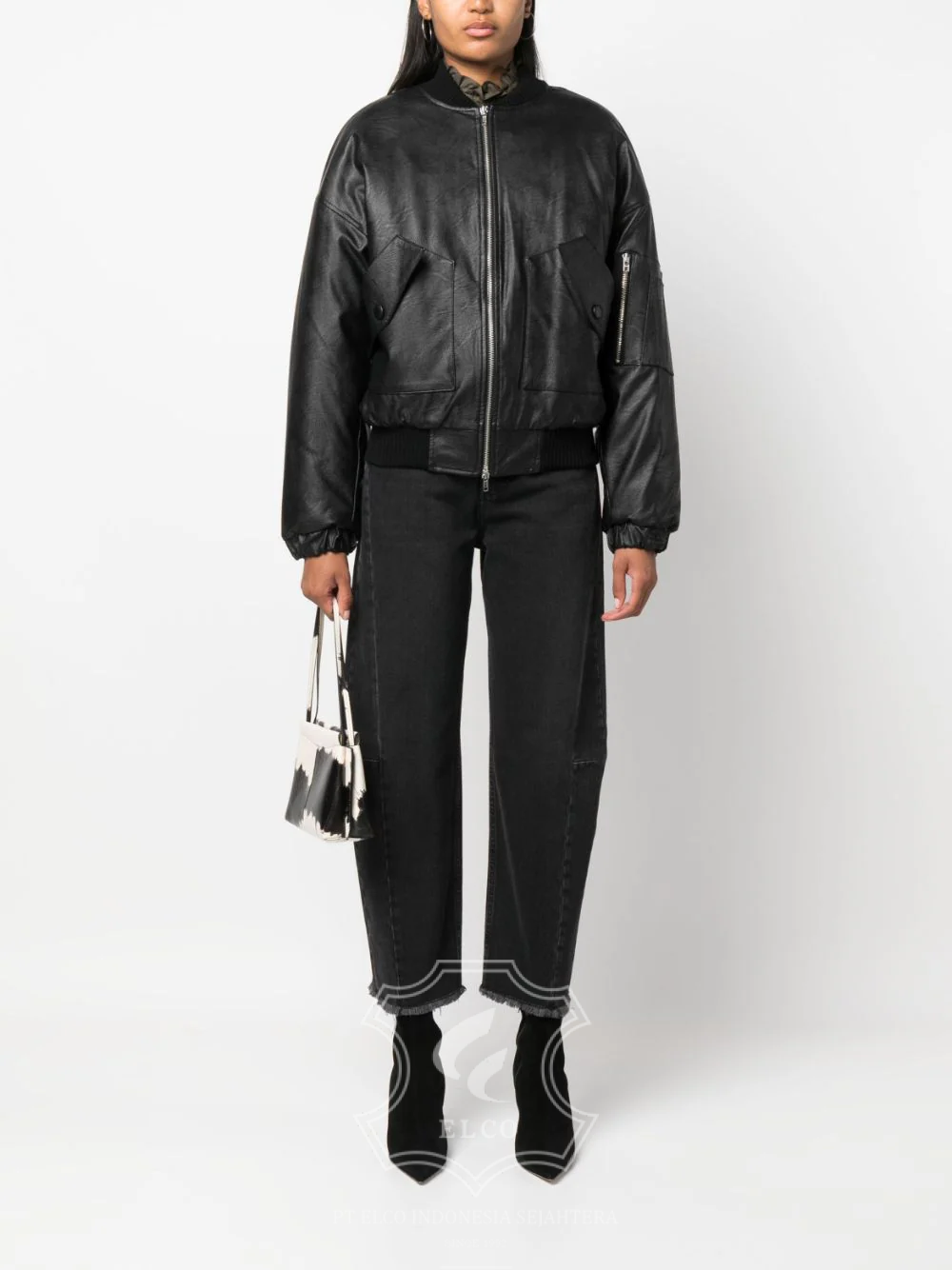 Jaket Kulit Wanita Desain Bomber - WCB 434 - Gambar 2