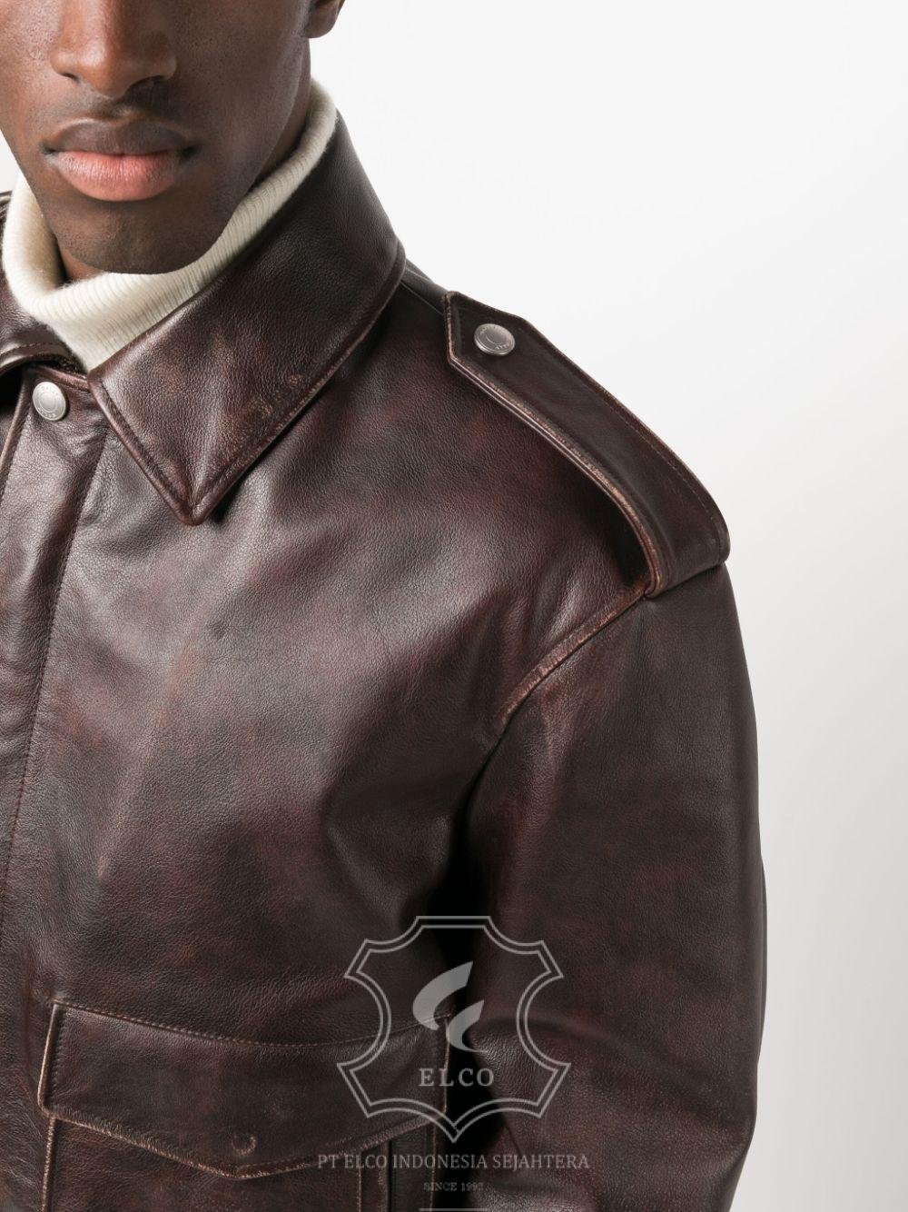 Jaket Kulit Pria Desain Pilot - PP 406 - Gambar 5