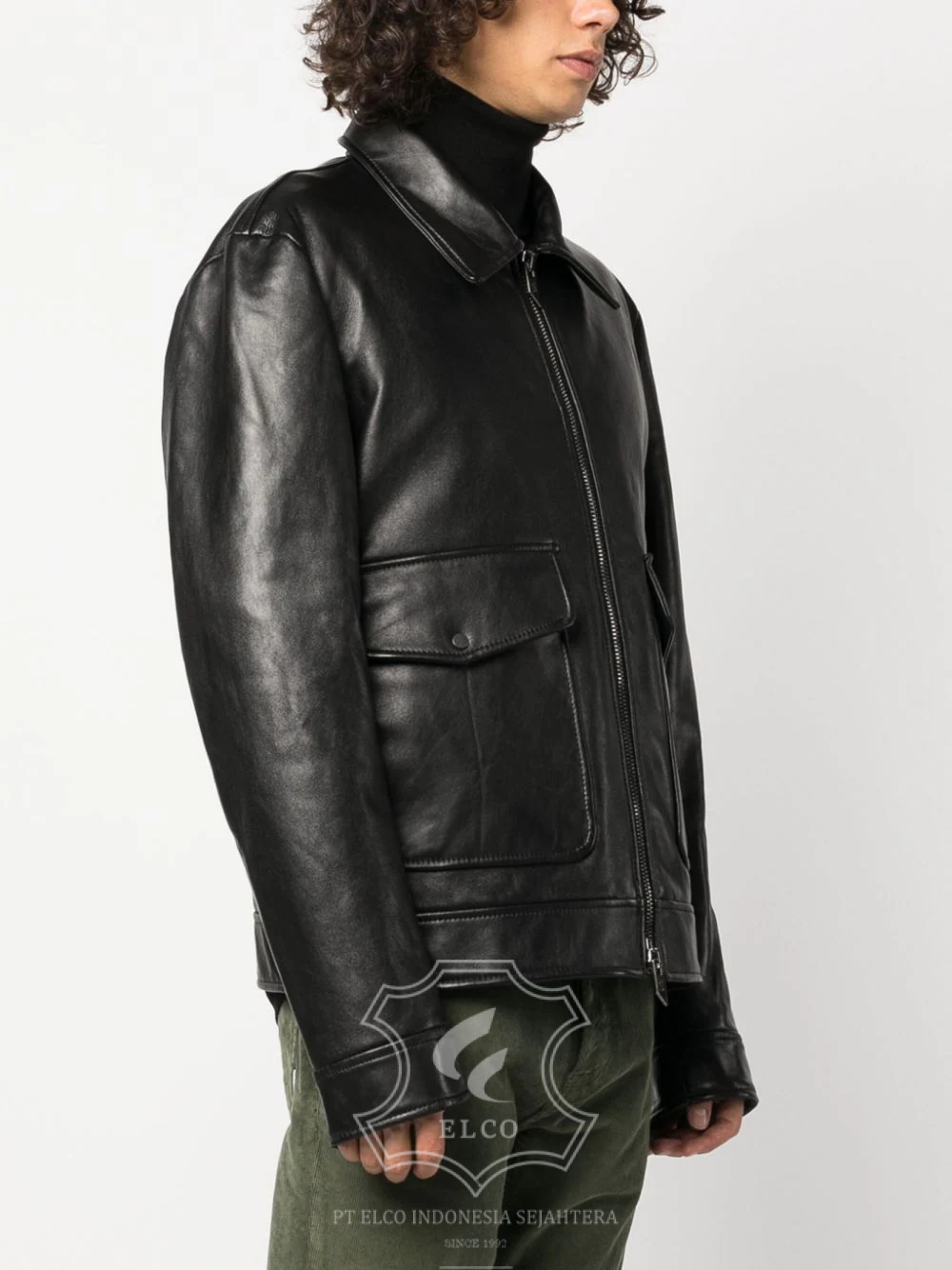 Jaket Kulit Pria Desain Pilot - PP 407 - Gambar 3