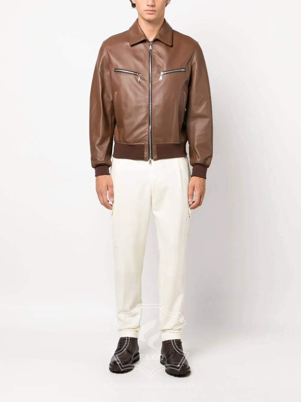 Jaket Kulit Pria Desain Bomber - PCB 441 - Gambar 2