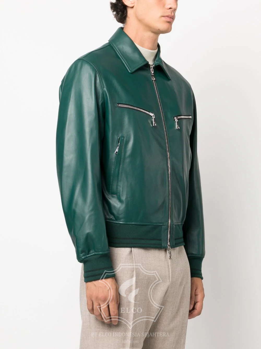 Jaket Kulit Pria Desain Bomber - PCB 440 - Gambar 3