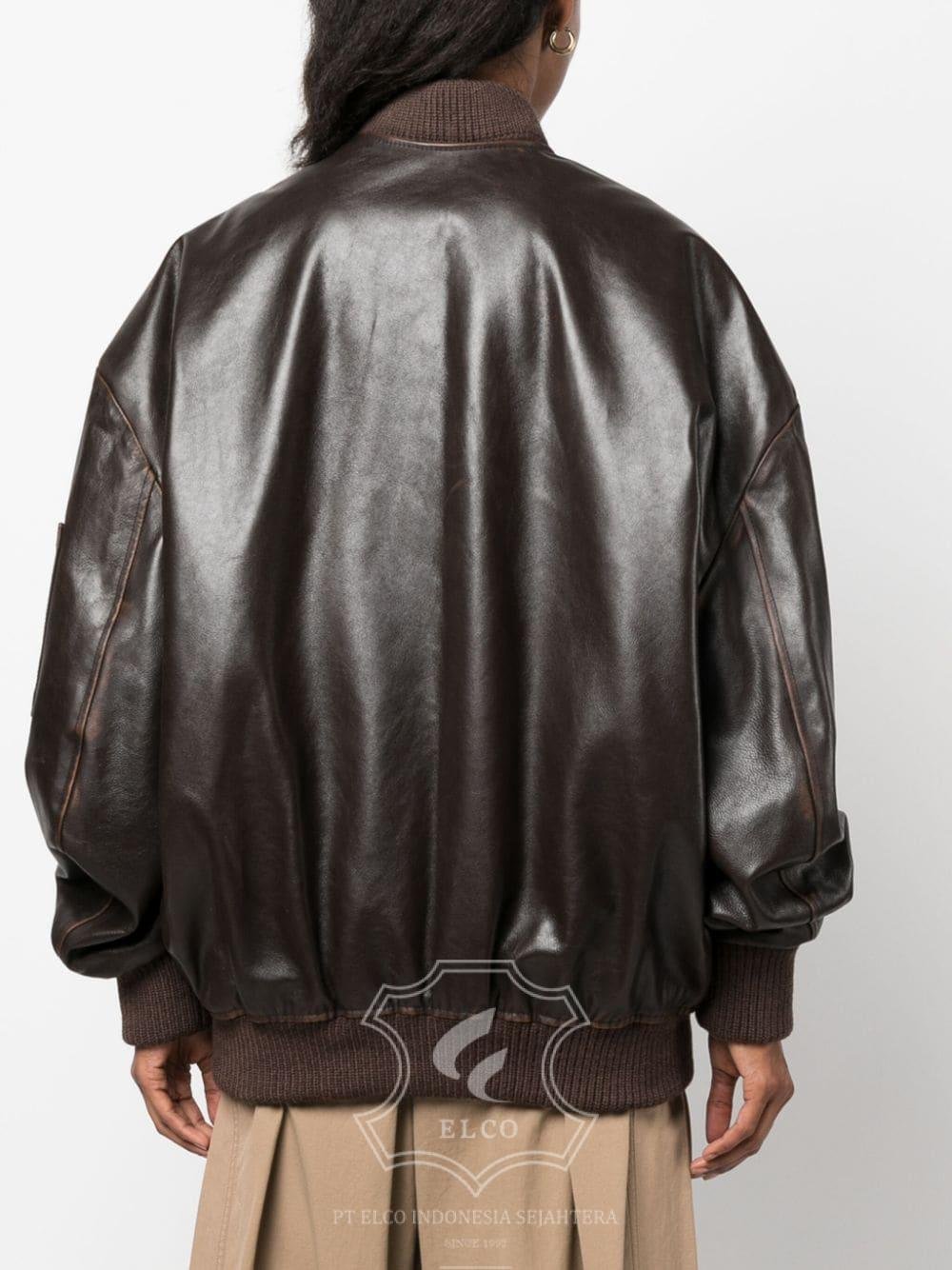 Jaket Kulit Wanita Desain Bomber - WCB 432 - Gambar 4