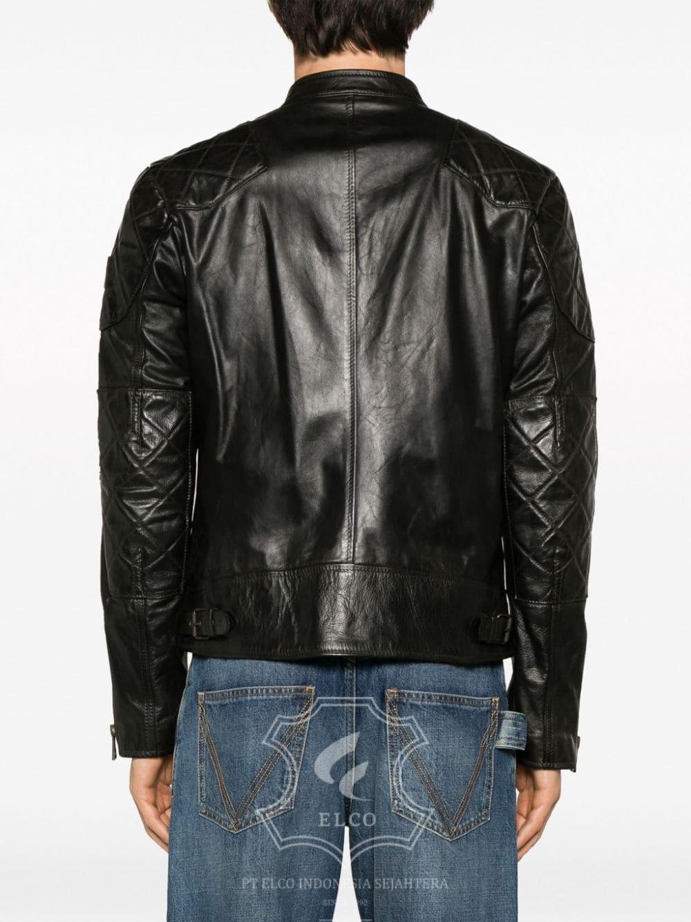 Jaket Kulit Pria Desain Biker - PB 423 - Gambar 3