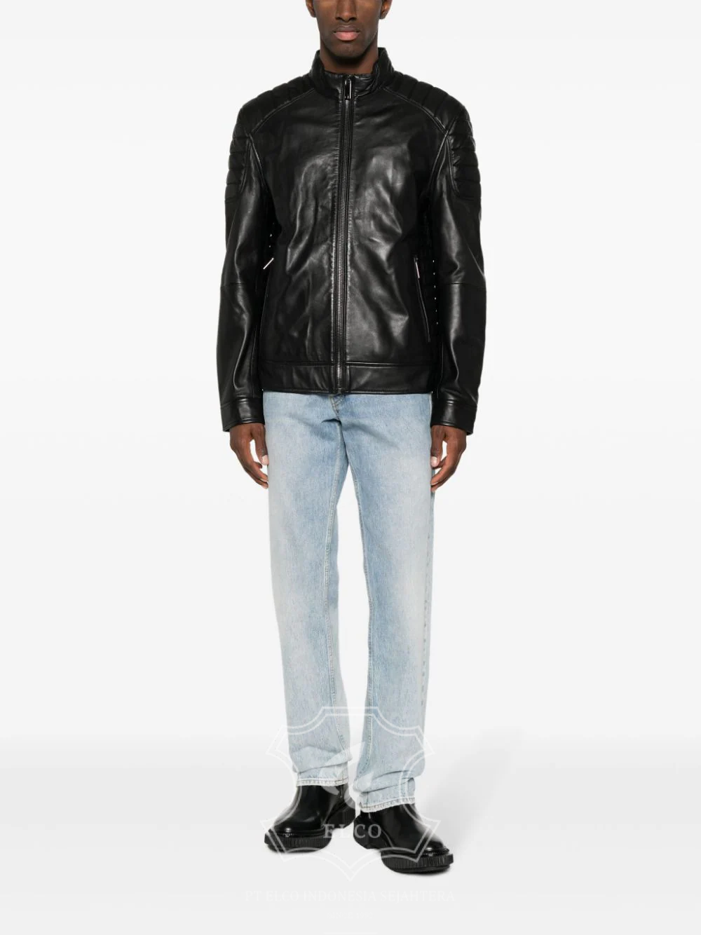 Jaket Kulit Pria Desain Biker - PB 422 - Gambar 2