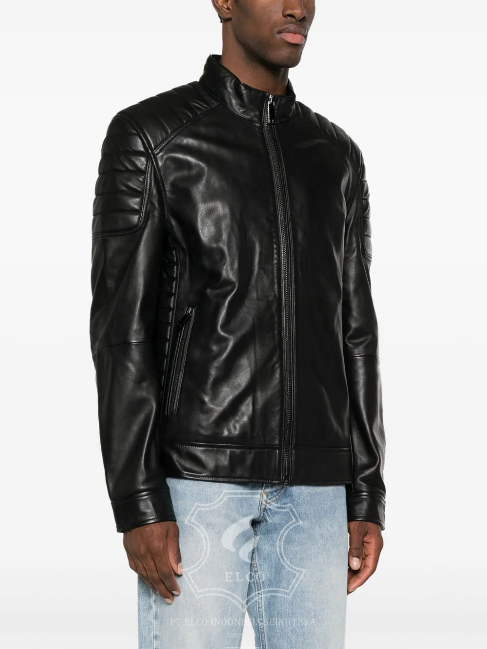 Jaket Kulit Pria Desain Biker - PB 422 - Gambar 3