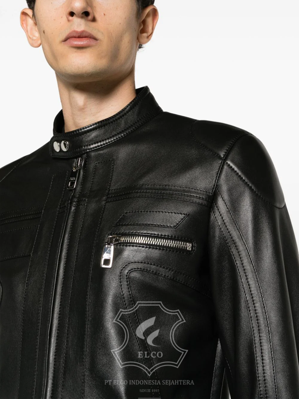 Jaket Kulit Pria Desain Biker - PB 419 - Gambar 5