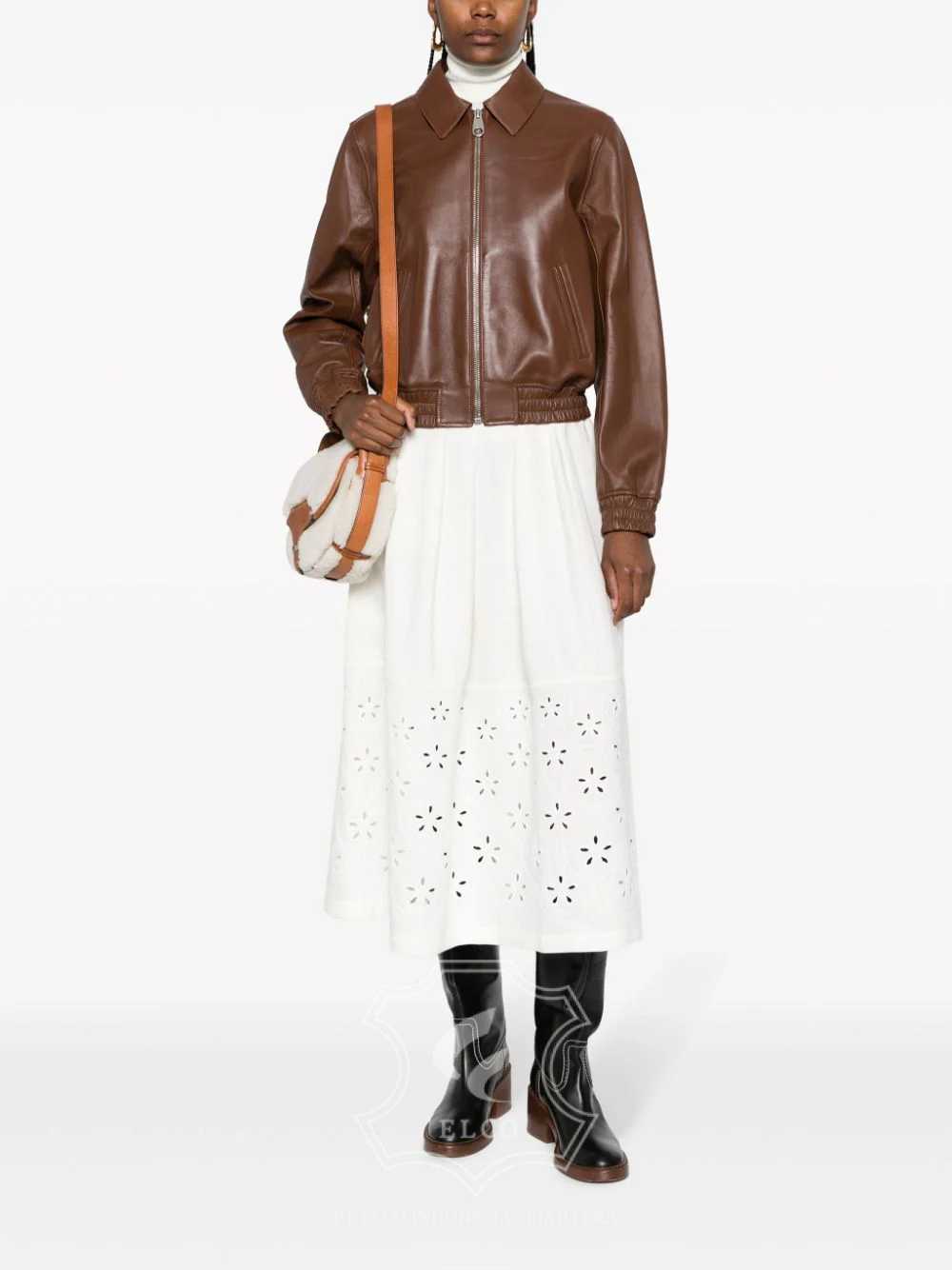 Jaket Kulit Wanita Desain Bomber - WCB 426 - Gambar 2