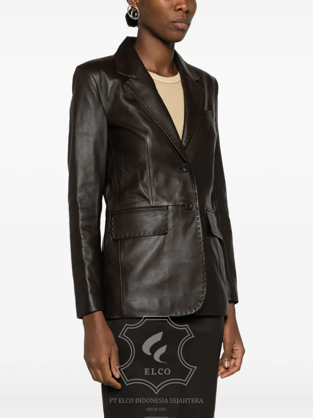 Jaket Kulit Wanita Desain Jas - WJ 423 - Gambar 3