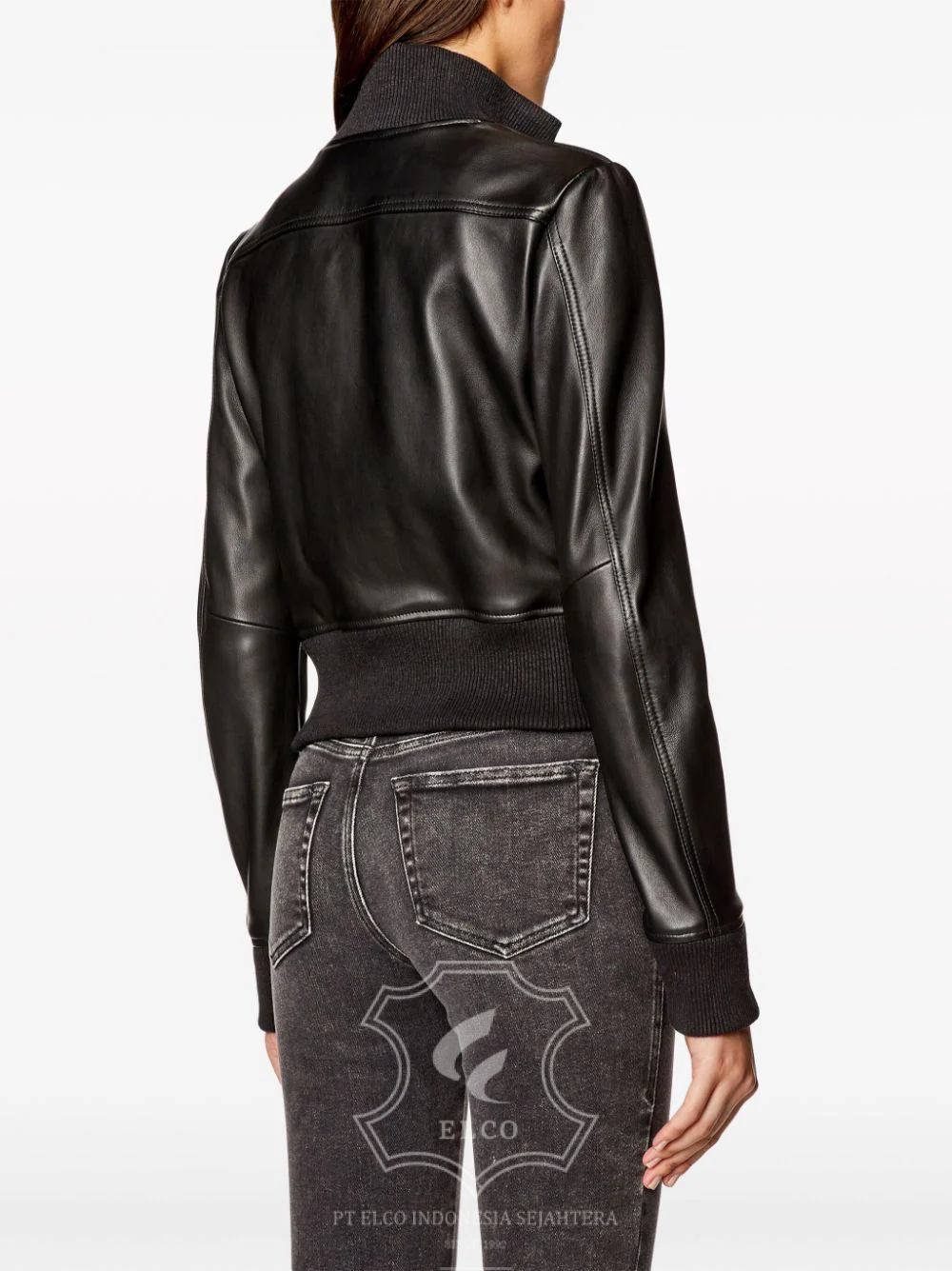 Jaket Kulit Wanita Desain Bomber - WCB 421 - Gambar 4